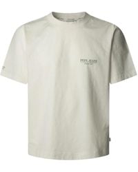 Pepe Jeans - Tops ,Wit ,Katoen Wit T-Shirt Met Uniek Ontwerp - Lyst
