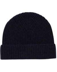 Sunspel - Accessoires ,Blauw ,Kasjmier Cashmere Geribbelde Muts - Lyst