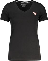 Guess - Tops ,Zwart ,Katoen Zwarte Katoenen T-Shirt Met Korte Mouwen - Lyst