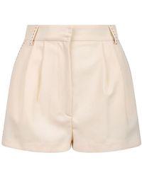 Elisabetta Franchi - Cremefarbene Wollshorts Mit Kontrastnähten - Lyst