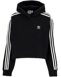 adidas - Cropped Hoodie Met Pluche Binnenkant - Lyst