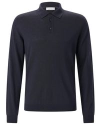 Roberto Collina - Tops ,Blauw ,Wol Merino Polo Trui - Lyst