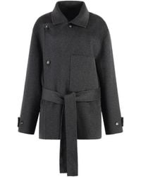 Philosophy Di Lorenzo Serafini - Wollmantel mit doppelreihiger knopfleiste und gürtel - Lyst