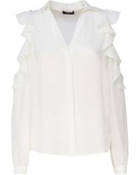 Guess - Weiße aria bluse mit rüschen - Lyst