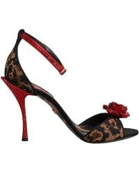 Dolce & Gabbana - Sandals In Carpet Stitch With Leopard Embroidery - Lyst