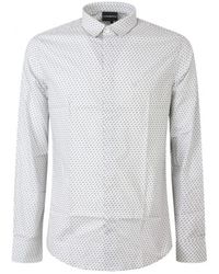 Emporio Armani - Camicia bianca slim fit con stampa logo ea per uomo - Lyst