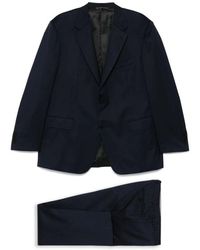 Canali - Blauer oxford anzug mit frontknöpfen - Lyst