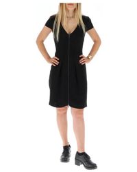 ARMANI EXCHANGE - Zwart Rits Mini Jurk - Lyst