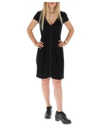 ARMANI EXCHANGE - Zwart Rits Mini Jurk - Lyst