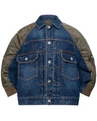 Sacai - Jassen ,Blauw ,Denim Denim X Nylon Twill Jacket - Lyst