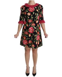 Dolce & Gabbana Floral Stretch Dress - Zwart
