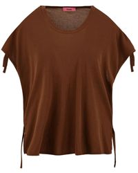 Drumohr - Tops ,Bruin ,Minimalistische Veelzijdige T-Shirt Voor Vrouwen - Lyst