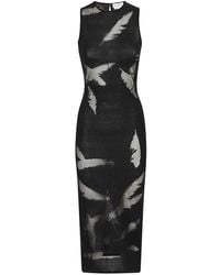 McQueen - Schwarzes sheath kleid mit federdetail - Lyst