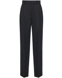 Chloé - Broeken ,Zwart ,Katoen High-Rise Broek Met Wijde Pijpen - Lyst