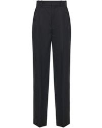 Chloé - Broeken ,Zwart ,Katoen High-Rise Broek Met Wijde Pijpen - Lyst