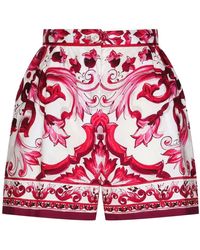 Dolce & Gabbana - Shorts fuchsia a vita alta - Lyst