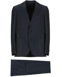 Lardini - Blauer Doppelreihiger Baumwollanzug Mit Steigendem Revers - Lyst