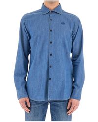 La Martina - Overhemden ,Blauw ,Stijlvolle Blauwe Casual Overhemden Voor Mannen - Lyst