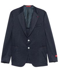 Isaia - Woven Jas Met Knopen - Lyst