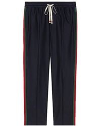 Gucci - Broeken ,Blauw ,Katoen Web-Stripe Trainingsbroek - Lyst