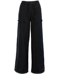 Hèst - Broeken ,Zwart ,Linnen Zwarte Linnen Broek Met Elastische Taille - Lyst