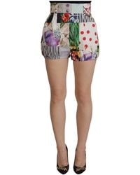 Dolce & Gabbana - Patchwork Designer Shorts Met Hoge Taille - Lyst