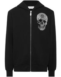 Philipp Plein - Hoodies & Sweatvesten ,Zwart ,Katoen Hoodie Sweatjacket Skull - Lyst