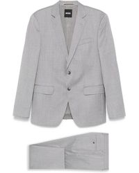 HUGO - Kostuums ,Grijs ,Wol Slim Fit Wollen Pak Met Stijl - Lyst
