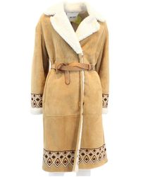 Bazar Deluxe Long Shearling With Belt - Naturel