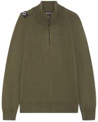 Ma Strum - Truien & Vesten ,Groen ,Wol Quarter Zip Gebreide Coltrui Met Geribbelde Stretch Weefsel - Lyst