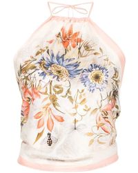 Etro - Tops ,Veelkleurig ,Top Met Bloemenprint - Lyst