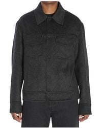 Ami Paris - Jassen ,Grijs ,Wol Wool Blend Trucker Jacket - Lyst