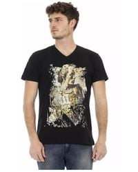 Trussardi - Schwarzes Baumwoll Herren V-Ausschnitt T-Shirt - Lyst