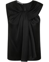 Alberta Ferretti - Overhemden ,Zwart ,Satijn Zwarte Satijnen Top - Lyst
