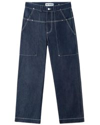 Sunnei - Jeans in denim scuro con cuciture a contrasto - Lyst