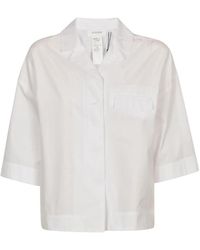 Sportmax - Weiße baumwoll-popeline bluse mit kristallverzierung - Lyst