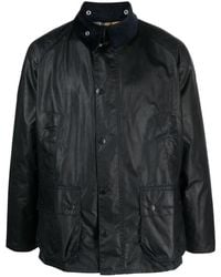 Barbour - Blauwe Gewaxte Jas Korte Lengte - Lyst