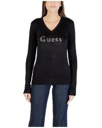 Guess - Truien & Vesten ,Zwart ,Zwarte V-Hals Gebreide Kleding Voor Herfst/Winter - Lyst