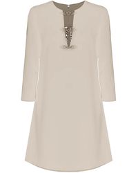 Kocca - Kleedjes ,Elegante Jurk Met Halslijn En Mouwen - Lyst