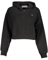 Calvin Klein - Schwarzer hoodie mit reißverschluss und logo - Lyst