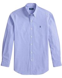 Polo Ralph Lauren - Overhemden ,Blauw ,Katoen Button-Down Collar Checked Cotton Oxford Shirt - Lyst
