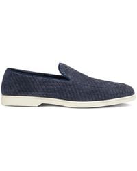 Doucal's - Schoenen ,Blauw ,Leer Blauwe Slip-On Loafers Met Amandelvormige Neus - Lyst
