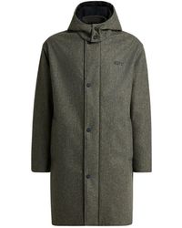 Kiton - Jassen ,Grijs ,Wol Wollen Overjas Met Capuchon - Lyst