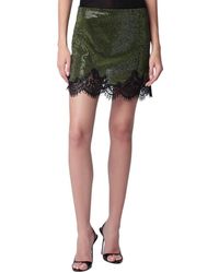 Self-Portrait - Rokken ,Groen ,Polyester Kristallen Metallic Gebreide Miniskirt - Lyst