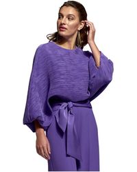 Moskada - Truien & Vesten ,Paars ,Elegante Gebreide Trui Met Pofmouwen - Lyst