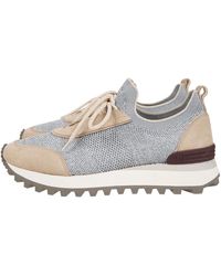 Eleventy - Gebreide En Suède Trainer Sneakers - Lyst