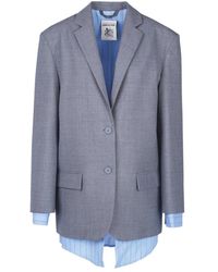 Semicouture - Jassen ,Grijs ,Leer Herminia Blazer Met Knoopsluiting - Lyst
