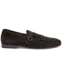 Santoni - Brauner Wildleder Doppel-Schnalle Loafer - Lyst