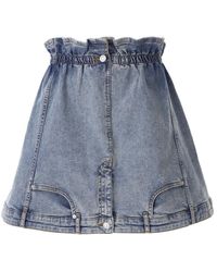 Moschino - Umgekehrter denimrock mit rouches - Lyst
