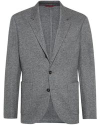 Brunello Cucinelli - Klassieke Grijze Cashmere Blazer Jas - Lyst